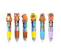 Floruvia 6 Pcs Capybara Party Favor Multicolor 4-in-1 Pen Set, Cute Cartoon Capybara Ballpoint Pens, Fun Kawaii Gifts for Kids, Students & Office