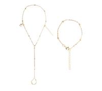 Floruvia alloy Hand Chain Bracelets Set for Women, Dainty Adjustable Finger Ring & Beaded Stackable Hand Chains, Trendy Body Jewelry Gift