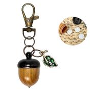 Floruvia Cute Acorn Canister Keychain, Green Kawaii Leaf Pill Organizer, Small Portable Bag Charm for Travel Work Daily Use