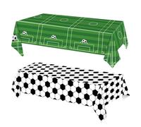 Floruvia Pack Of 2 Rectangular Green Soccer Tablecloths, 108x54 Inches, Plastic, Stain-Resistant Covers For world cup party,Birthday Party Decor