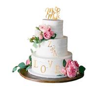 Floruvia Wedding Cake Topper Mr&Mrs Cake Topper with 26 Letters Customisable Bride and Groom Initials Sign (Gold)