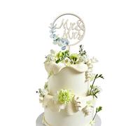 Floruvia Wooden Wedding Cake Topper, Rustic Wedding Decorations, Bride and Groom Cake Decoration, Green Engagement Sign