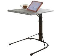 Florvo Adjustable Folding Table - Portable Laptop Desk with Metal Legs, Height Adjustable Small Computer Table, Space-Saving Foldable Design for Sofa, Bed, Home Office & Study (43×43×61-73cm) (Grey)