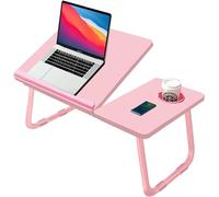 FLORVO Foldable Laptop Desk - Adjustable Bed Tray Table | Portable Lap Desk with Angle Adjustment & Foldable Legs, 32D × 64L × 25H cm Space-Saving Stand for Sofa, Breakfast, Reading, Study (Pink)