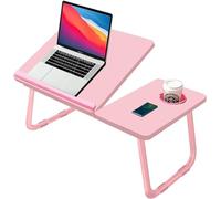 FLORVO Foldable Laptop Desk - Adjustable Bed Tray Table | Portable Lap Desk with Angle Adjustment & Foldable Legs, 32D × 64L × 25H cm Space-Saving Stand for Sofa, Breakfast, Reading, Study (Pink)