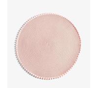 Florvo Round Braided Placemats Set of 4 - 38 cm | Non-Slip, Heat-Resistant Table Mats with Pom-Pom Tassels, Waterproof Washable Place Mats for Dining Table & Centrepiece Base (LIGHT PINK)