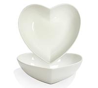 FLORWOD 2pcs 9 inch Porcelain Heart Shaped Bowls Deep Salad Plates, Extra Large Heart Bowl, 42 oz/pc