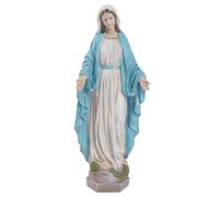 Floryden Our Lady of Grace Blessed Virgin Mother Mary Statue Catholic Religious 15.8 Inch Colored Resin Statue Figurine for Garden, Outdoor, Patio, Cemetery Grave Stone (Monther Mary), Blue,gold