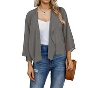florynova Summer Cardigans for Women Open Front Bolero Shrug Short Chiffon Jackets Casual Shawls(Dark Grey,M)