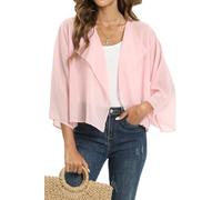 florynova Summer Cardigans for Women Open Front Bolero Shrug Short Chiffon Jackets Casual Shawls(Light Pink,L)