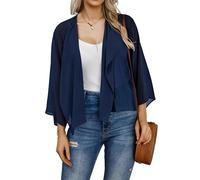 florynova Summer Cardigans for Women Open Front Bolero Shrug Short Chiffon Jackets Casual Shawls(Navy Blue,S)