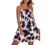 florynova Summer Dresses for Women Beach Coverups Strapless Casual Sleeveless Sundress（Pink Black Tree，XL）