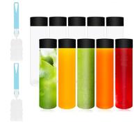 Flosfjylo 10pcs Clear Plastic Juice Bottles with Lids, 13.5oz /400ml Reusable Smoothie Bottls Empty Bottles for Juice Milk Juice Storage Bottle for Homemade Juices, Milk & Salad Dressings