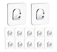 Flosfjylo 10PCS Transparent Self Adhesive Hooks,Extra Sticky and Strong,No Drilling Self-Adhesive Wall Hangers Waterproof Hooks for Shower Kitchen