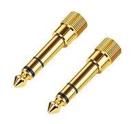 Flosfjylo 2 PCS Headphone Adapter jack,3.5mm to 6.35mm Audio Jac Headphone Adapter,1/4 inch to 3.5mm Audio Jack Plug Adaptor Gold Plated,Aux Jack Converter For Digital Piano,Speaker etc(Golden)