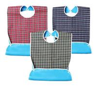 Flosfjylo 3 Pcs Adult Bibs, Washable Clothing Protector, Reusable Waterproof Adult Feeding Bibs, for Elderly Senior (Red, Green, Blue)