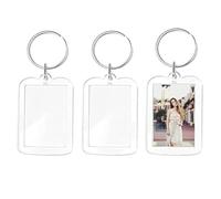 Flosfjylo 3 Pcs Double Sided Blank Picture Keychain, Photo Keyring, Double Sided Insert Picture Keychain, Transparent Photo Key with Split Ring for Family & Couples