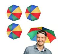 Flosfjylo 3 PCS Umbrella Hat Head Umbrella Adult Kids, with Elastic Band Rainbow Watermelon Pattern for Gardening, Fishing, Beach & Outdoor Events