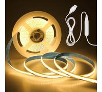 Flosfjylo 3M COB LED Strip Light Warm White 3000K 5V USB Flexible LED Light Strip 8mm Width Dimmable CRI85+ Dotless Tape Light High Density 320LEDs/M for Bedroom Kitchen Under Cabinet Home Decor