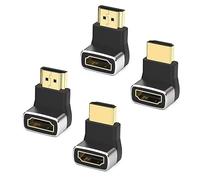 Flosfjylo 4 Pack Right Angle HDMI Adapter 8K, Adapter 90 and 270 Degree Combo, Support 8K@60Hz, 4K@120Hz, Male to Female HDMI 2.1 Connector, for TV, Monitor, Gaming Consoles & Home Theater Setup