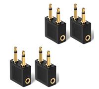 Flosfjylo 4 pcs Gold Plated Airplane Flight Headphone Adapters, Use Own Headphones with Plane's In-Flight Entertainment Systems - Great Sound on all Planes (Universal 3.5mm)