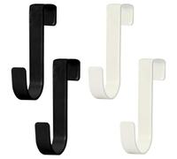 Flosfjylo 4 Pcs tainless Steel Versatile Coat Hooks Over Door Hanger Without Nails,Door Hanger Without Nails,Over Door Hook for Most Standard Doors(Black,White)