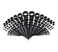 Flosfjylo 50 PCS Ear Stretching Kit, ear stretching kit and Silicone Tunnel, Ear Gauges Expander Set
