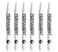Flosfjylo Permanent Marker Pens, 6 Pcs Fine Tip White Marker Pens Waterproof and Quick Drying Fabric Pen