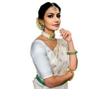 Flosive Women's Kanjivaram Silk Saree with Hand-Woven Weaving Work with Blouse Part, White, One Size