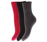 Floso® Childrens Boys/Girls Winter Thermal Socks (Pack Of 3) (UK Shoe: 9-12, EUR 26-31 (5-7 years)) (Black/Grey/Hot Pink)