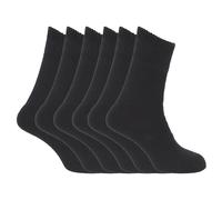 FLOSO Ladies/Womens Premium Quality Multipack Thermal Socks, Double Brushed Inside (Pack Of 6) (Black) - Size UK 4-7