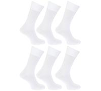 Floso® Mens Plain 100% Cotton Socks (Pack Of 6) (UK Shoe 6-11, EUR 39-45) (White)