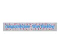 Floso Plastic Holographic Silver (25Th) Wedding Anniversary Banner Silver (One Size)