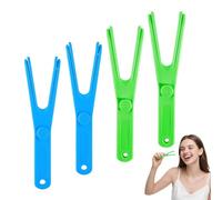 Floss Holder 4PCS Reusable Floss Pick Blue and Green Reusable Floss Holder Y-Shaped Dental Floss Holder for Oral Teeth Clearing, Adults and Kids Dental Tools