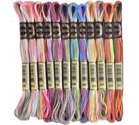 Floss Pack Six Strand Embroidery|12 Skeins Variegated Embroidery Floss, Magical Color Six Strand Embroidery Thread, Non-Fading Embroidery Floss for Cross Stitch, Needlepoint, Embroidery