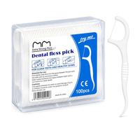 Floss Picks 100 Pcs Boxed Ultra Fine Dental Teeth Cleaning Sticks | Shred-resistant thin round floss, 2-in-1 curved tail pick, protective storage case for daily food residue plaque removal