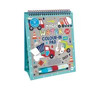Floss & Rock - Magic Colour Changing Water Card Easel and Pen - Construction Theme, 6 Reusable Sheets & Water Pen - Mess Free Colouring, FSC Certified, Printed with Soy Inks