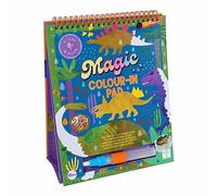 Floss & Rock - Magic Colour Changing Water Card Easel and Pen - Dinosaur Theme, 6 Reusable Sheets & Water Pen - Mess Free Colouring, FSC Certified, Printed with Soy Inks