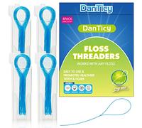 Floss Threaders, Deep Clean Dental Floss Threader for Braces, Bridges, and Implants 200PCS(4Pack),Blue