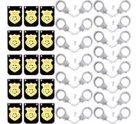 Flotory 15 Sets Kids Police Pretend Play Toy Set Include 15 Pcs Toy Handcuffs 15 Pcs Police Badge Necklace Role Play Accessories for Cop Party Favor Supplies Costume Dress up