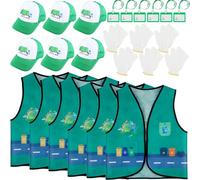 Flotory 24 Pcs Kids Waste Management Costume Recycle Trash Vest Garbage Man Hat Gloves ID Card for Cosplay Career Day