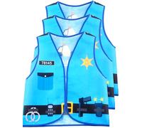 Flotory 3 Pcs Kids Community Helper Vest Dress Up Pilot Military Firefighter PostmanConstruction Explorer Police Costumes Vest for Boys Girls Halloween Cosplay Career Day (Police Color 1)