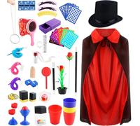 Flotory 32 Pcs Kids Magic Costume Kit Magician Costume Accessories Include Magician Hat Cape Wand Magic Tricks Frustration for Magic Tricks Games