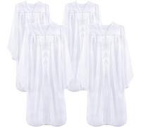 Flotory 4 Pack Adult Unisex Matte Choir Robes White Choir Robes Judge Costume Graduation Gown for Men Women Halloween Cosplay, White, S ( Size 45 )