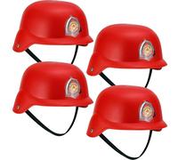 Flotory 4 Pack Kids Firefighter Hat Red Fire Chief Costume Fireman Helmet Plastic Party Hat for Boys Girls Cosplay Dress Up