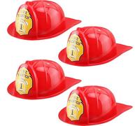 Flotory 4 Pcs Kids Firefighter Hat Plastic Red Fire Chief HatFireman Helmet Costume Accessory for Cosplay Firefighter Party Favors Dress Up (Color Style 2)