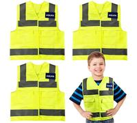 Flotory 4 Pcs Kids Police Vests Costume Policeman Dress Up Uniform Police Officer Outfit for Boys Girls Halloween Party Pretend Fancy Dress Roleplay (S,4-6 years (100-120cm))