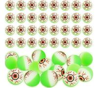 Flotory 48 Pack Glow in The Dark Eyeball Bulk Decor Green Glowing Bouncy Balls Halloween Green Eyeballs for Spooky Trick or Treating Party Favors Halloween