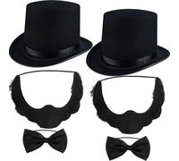 Flotory 6 Pcs 1920s Gentleman Hat Costume Presidents Day 1920s Costume Accessories for Halloween Cosplay Retro Party