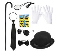 Flotory 8 Pcs Gentleman Costume 1920s Men Accessories Old Man Costume for Halloween Cosplay (Color Style 2)